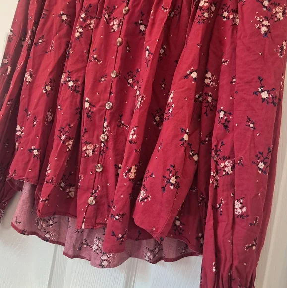 Free People Paloma Floral Button Up Peasant Blouse Top - Picture 2 of 7